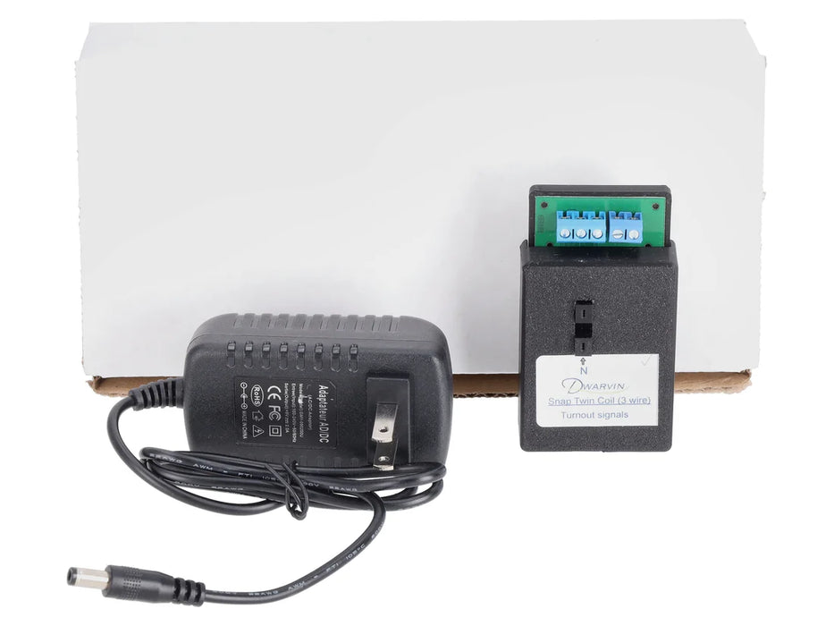 Dwarvin DVTSTC3CU-2 N Scale Turnout Snap Coil 3 Wire Controller with Power Supply