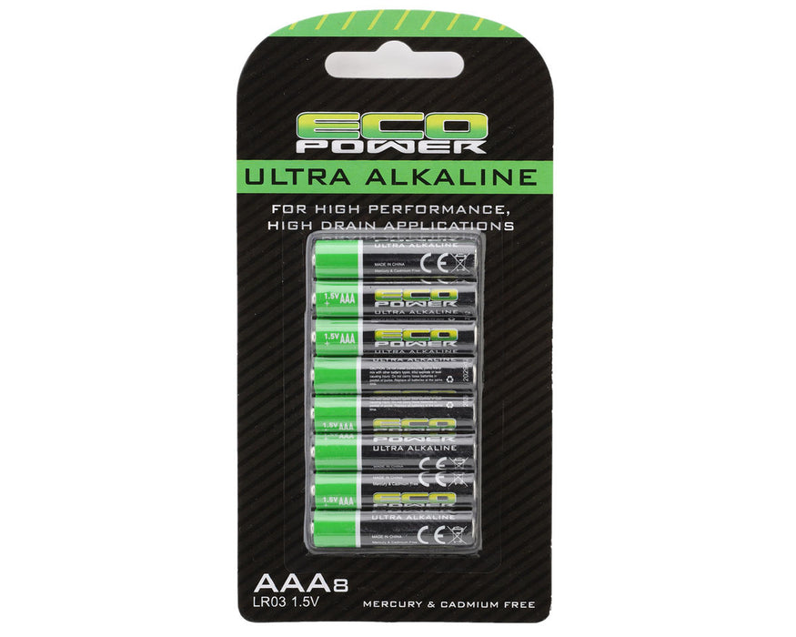 EcoPower 5060 Ultra Alkaline AAA Batteries 8 Pack