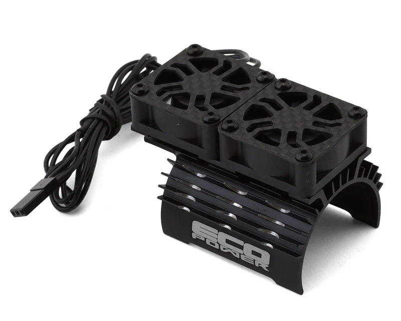 EcoPower 7003 Black Aluminum Dual Heat Sink for 540-550 Motor with 25mm Cooling Fans