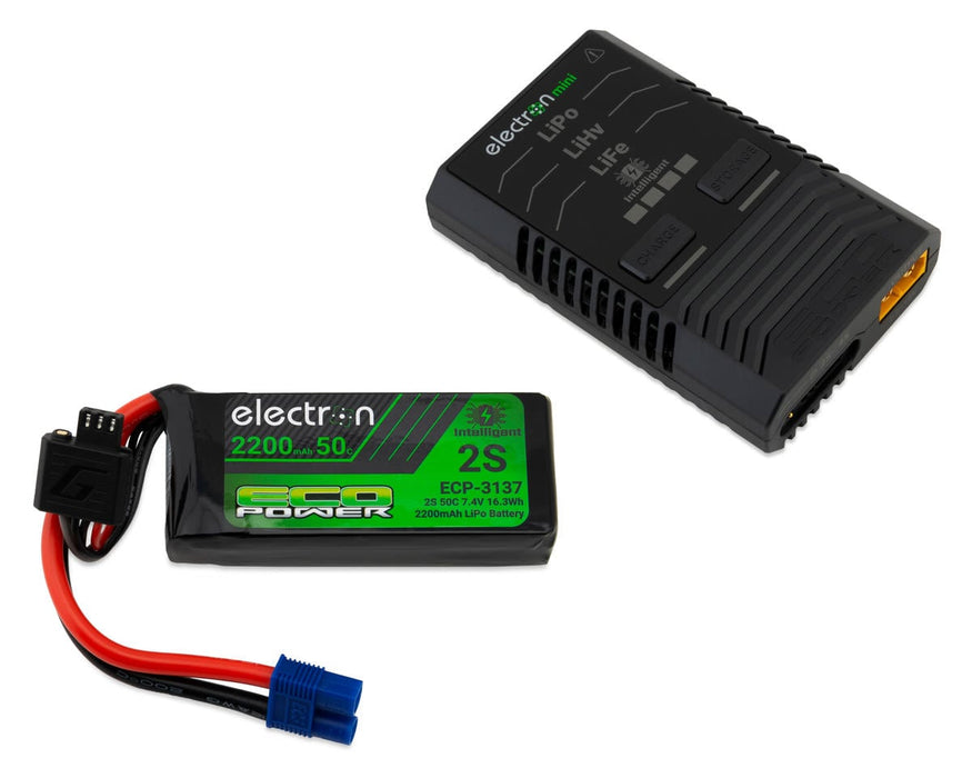 EcoPower 1010 Intelligent 2S 2200mAh EC3 LiPo Battery/"Electron Mini" Charger Bundle