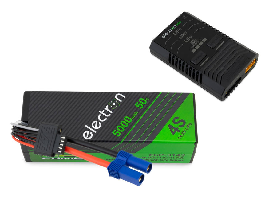 EcoPower 1014 Intelligent 4S 5000mAh EC5 LiPo Battery/"Electron Mini" Charger Bundle