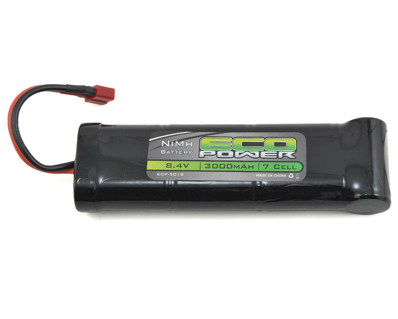 EcoPower 5018 8.4V 3000mAh 7-Cell NiMH Stick Pack Battery with T-Style Connector