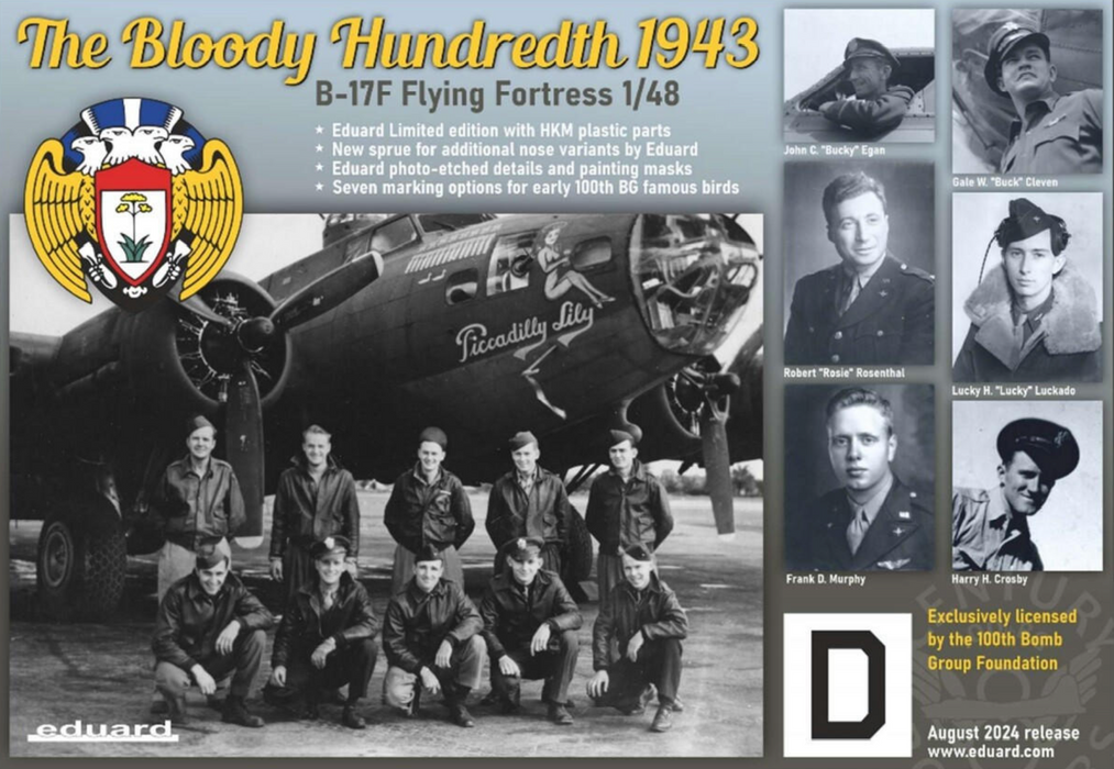 Eduard 11183 1/48 The Bloody Hundredth 1943 B17F Flying Fortress Bomber Model Aircraft Kit