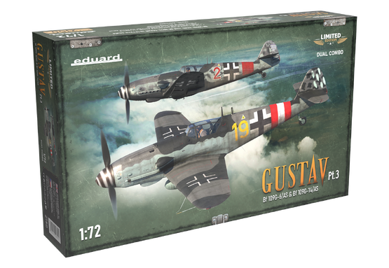 Eduard 2150 1/72 Gustav Part 3: WWII Bf109G6/AS & G14/AS German Fighter Dual Combo (Limited Edition Plastic Kit)