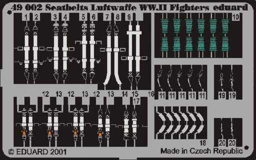 Eduard 49002 Photo-Etched Luftwaffe Fighter WWII Seatbelt (Painted) for 1/48 Aircraft