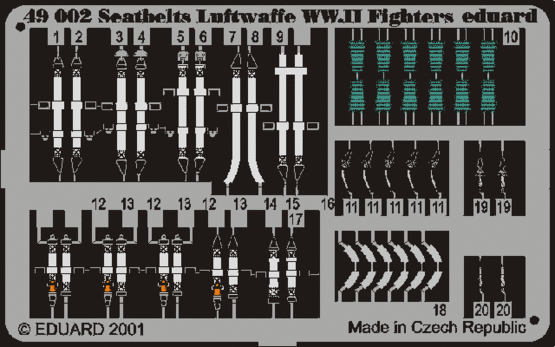 Eduard 49002 Photo-Etched Luftwaffe Fighter WWII Seatbelt (Painted) for 1/48 Aircraft