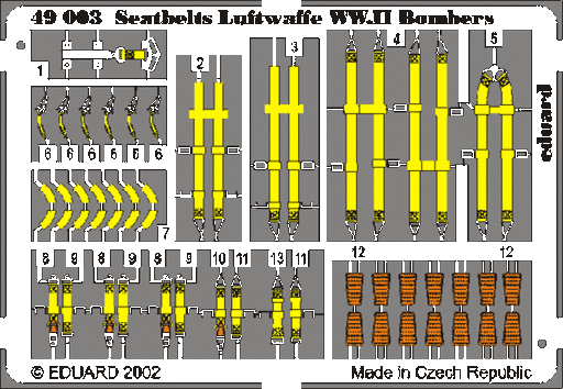 Eduard 49003 Photo-Etched Luftwaffe Bomber WWII Seatbelt (Painted) for 1/48 Aircraft