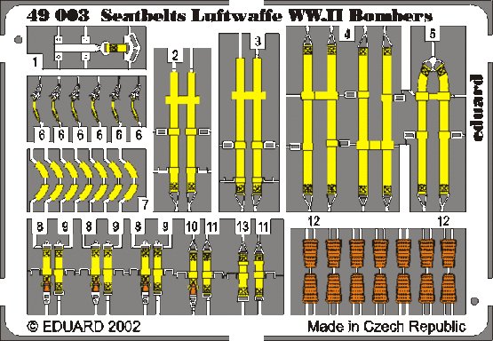 Eduard 49003 Photo-Etched Luftwaffe Bomber WWII Seatbelt (Painted) for 1/48 Aircraft