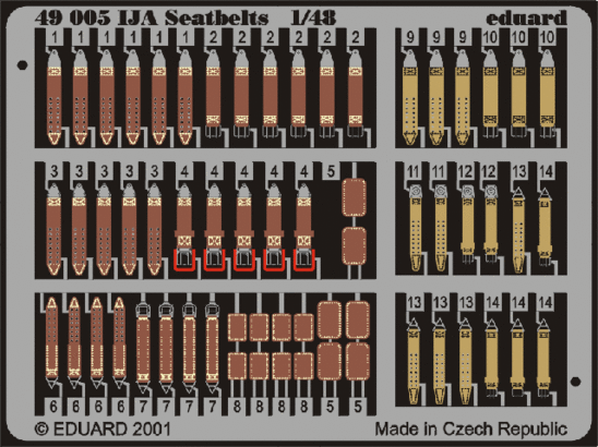 Eduard 49005 Photo-Etched IJA Seatbelts (Painted) for 1/48 Aircraft