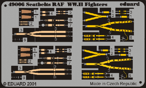 Eduard 49006 Photo-Etched RAF WWII Seatbelts (Painted) for 1/48 Aircraft