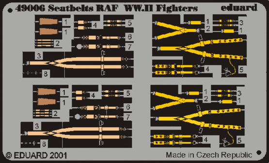 Eduard 49006 Photo-Etched RAF WWII Seatbelts (Painted) for 1/48 Aircraft