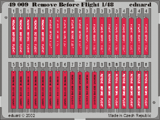 Eduard 49009 Photo-Etched Remove Before Flight (Painted) for 1/48 Aircraft