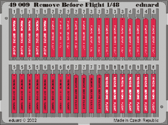 Eduard 49009 Photo-Etched Remove Before Flight (Painted) for 1/48 Aircraft