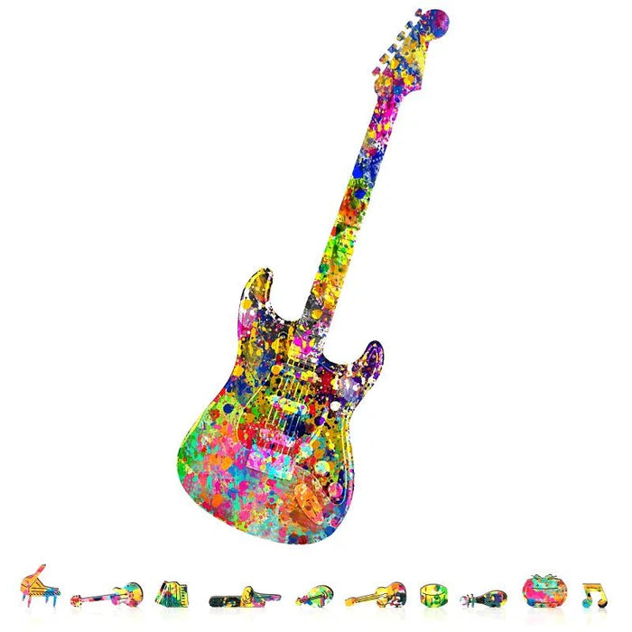 Zen Chalet SG200 Splatter Guitar 200 Piece Wooden Puzzle