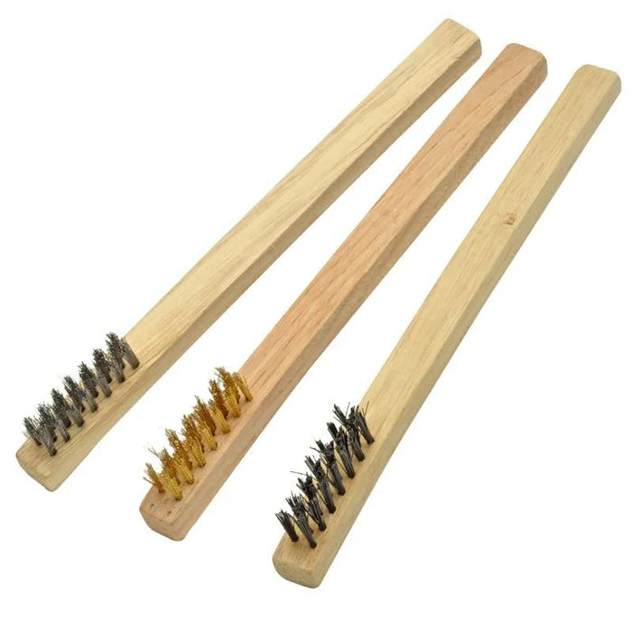 Enkay 1660-3C Mini Wire Brush Set with Wood Handles 3 Pack
