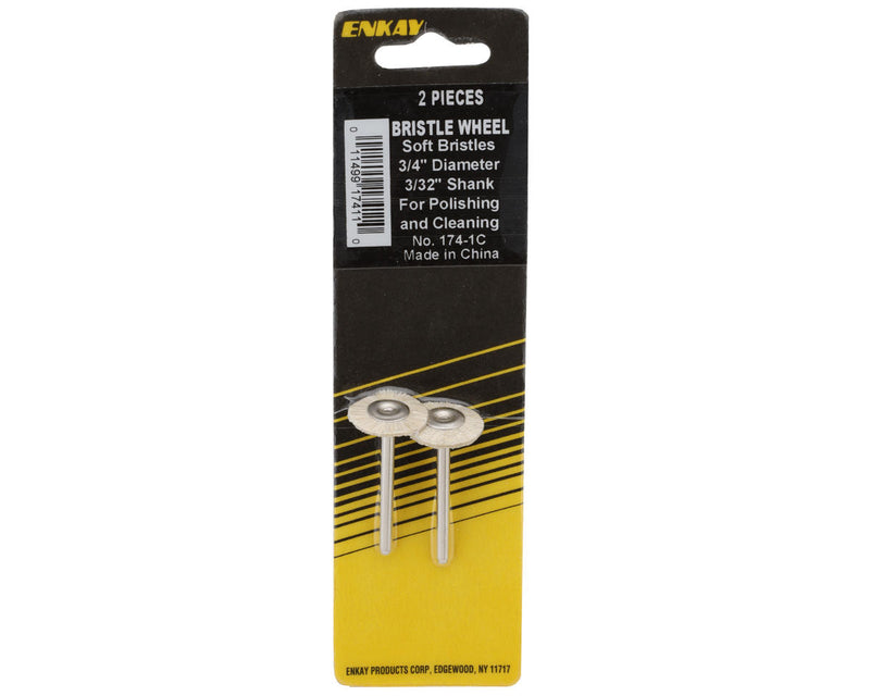 Enkay 174-1C Soft Bristle Brush Wheels with 3/32" Shank (2 Pack)