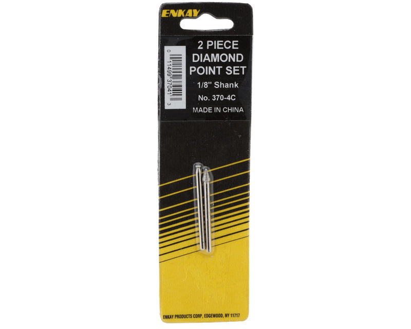 Enkay 370-4C  Diamond Point Bit Set with 1/8" Shank (Cone & Engraving Points) (2 Pack)