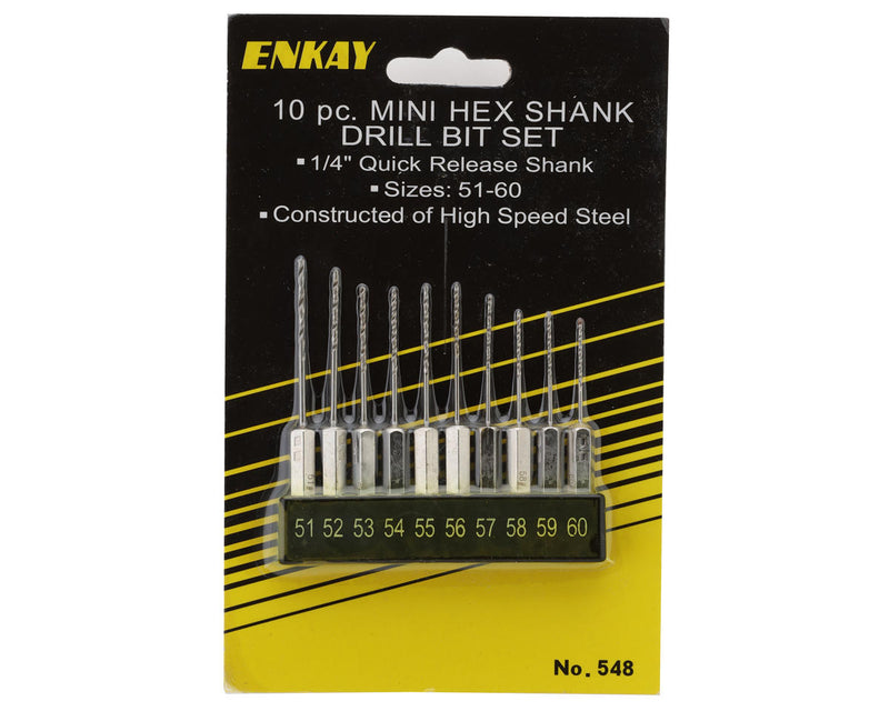 Enkay 548  #51-60 1/4" Mini Hex Shank Drill Bit Set (10)