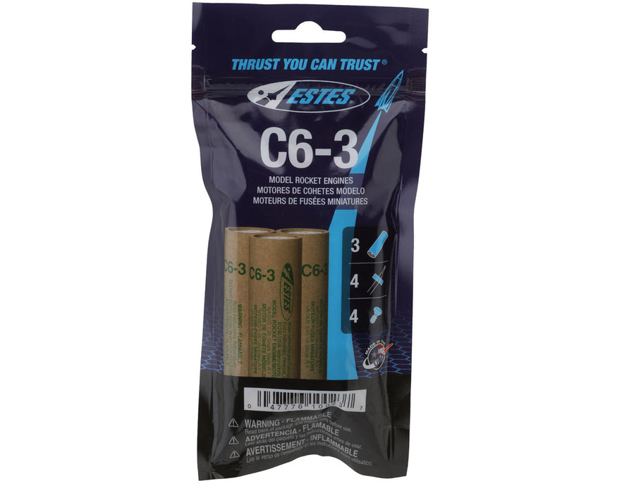Estes 10023 C6-3 Bagged Engines with Starters and Plugs (3 Pack)
