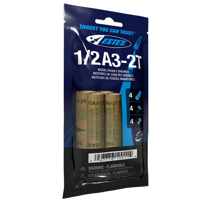 Estes 10011 1/2A3-2T Bagged Rocket Engines with Starters and Plugs (4 Pack)