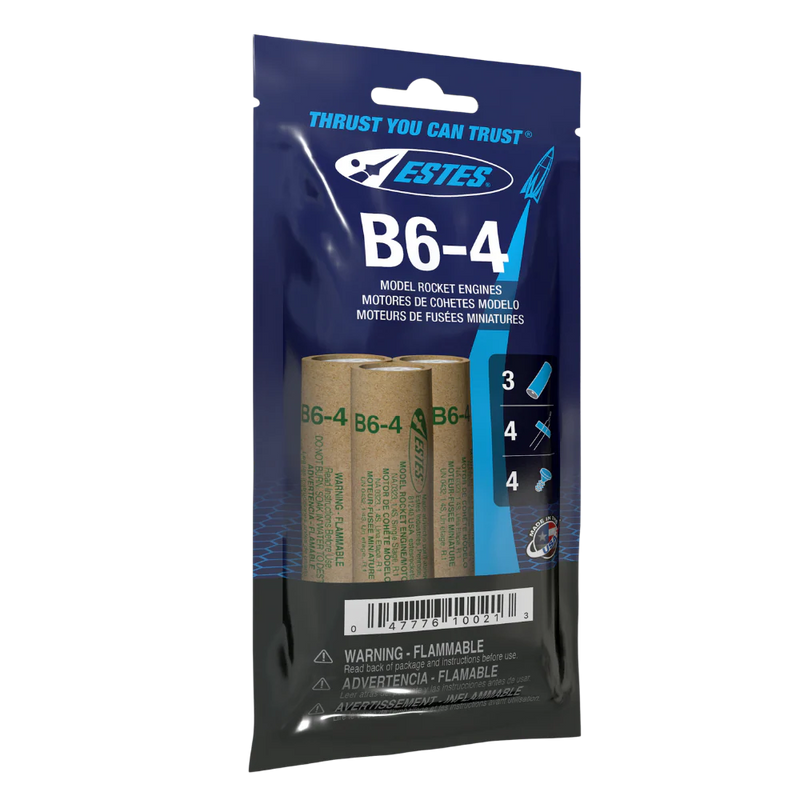Estes 10021 B6-4 Bagged Rocket Engines with Starters and Plugs (3 Pack)