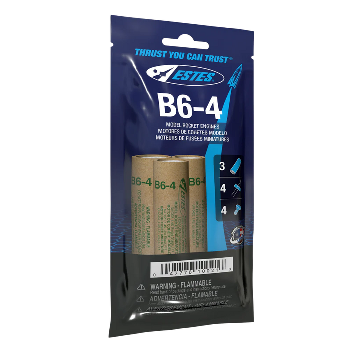 Estes 10021 B6-4 Bagged Rocket Engines with Starters and Plugs (3 Pack)