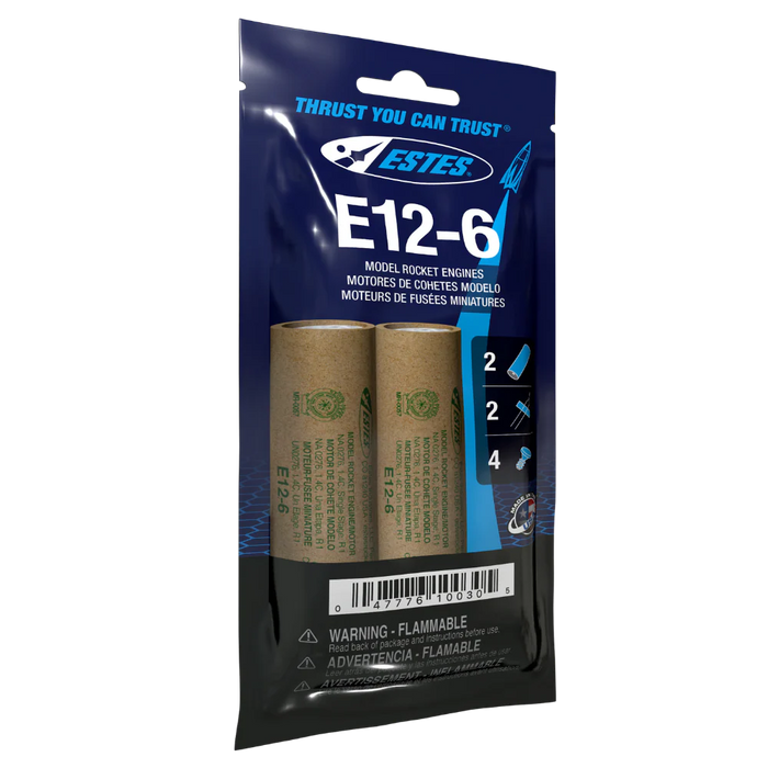 Estes 10030 E12-6 Bagged Rocket Engines with Starters and Plugs (2 Pack)