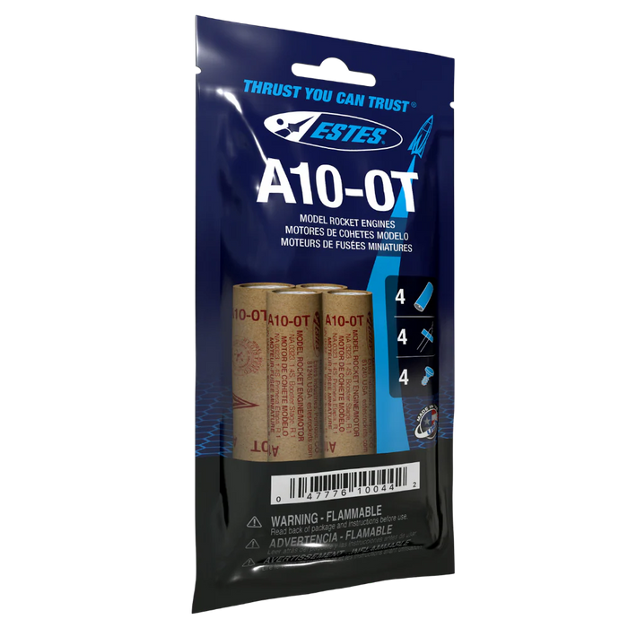 Estes 10044 A10-0T Bagged Rocket Engines with Starters and Plugs (4 Pack)