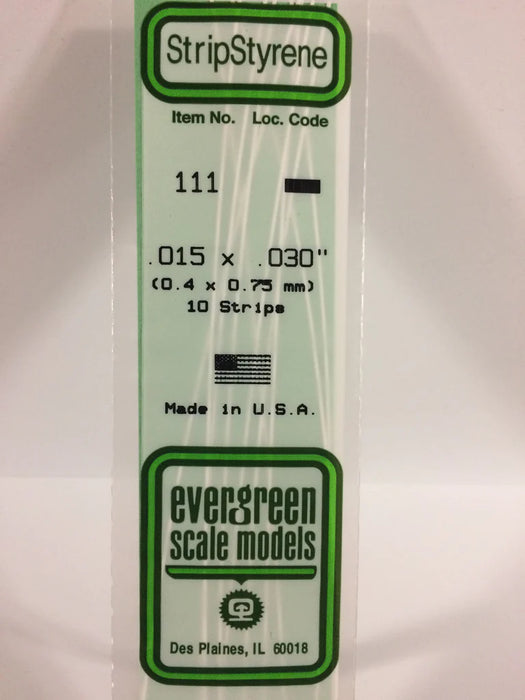 Evergreen Scale Models 111 Strip Styrene .015 x .030 (10 Pack)