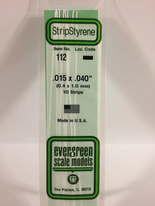 Evergreen Scale Models 112 Strip Styrene .015 x .040 (10 Pack)
