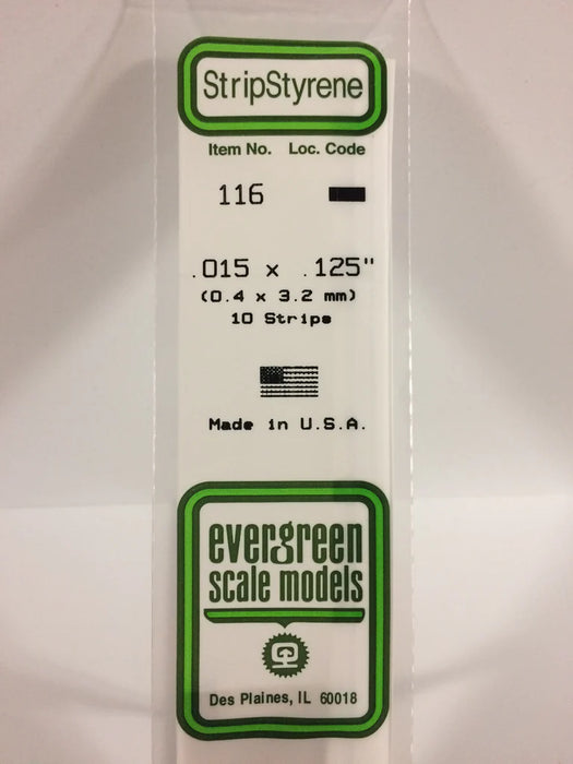 Evergreen Scale Models 116 Strip Styrene .015 x .125 (10 Pack)
