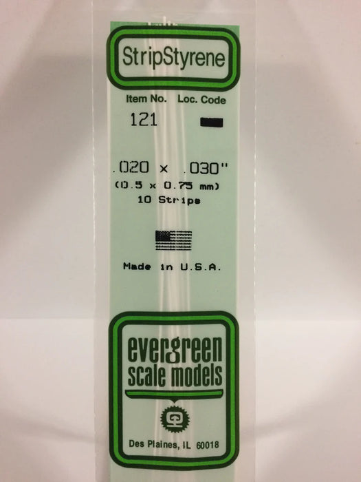 Evergreen Scale Models 121 Strip Styrene .020 x .030 (10 Pack)