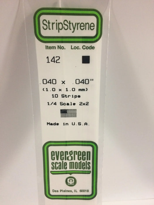 Evergreen Scale Models 142 Strip Styrene .040 x .040 (10 Pack)