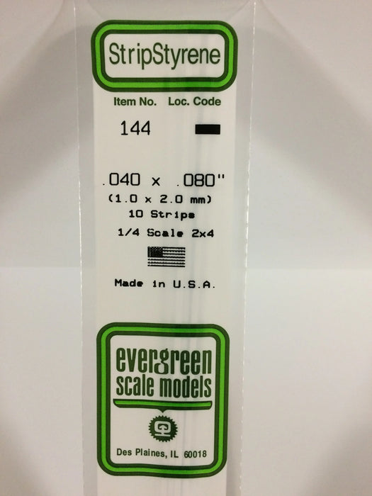 Evergreen Scale Models 144 Strip Styrene .040 x .080 (10 Pack)