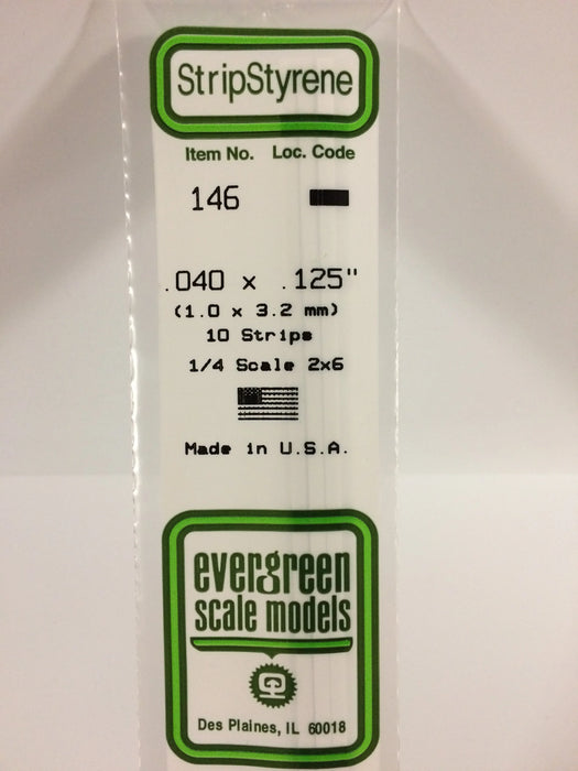 Evergreen Scale Models 146 Strip Styrene .040 x .125 (10 Pack)