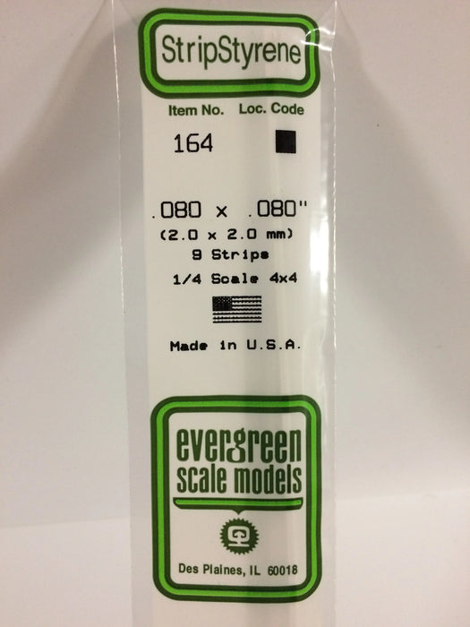 Evergreen Scale Models 164 Strip Styrene .080 x .080 (9 Pack)