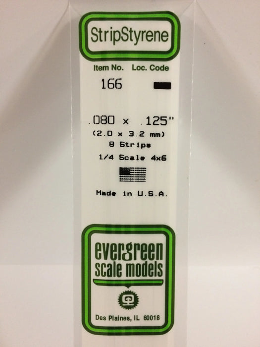 Evergreen Scale Models 166 Strip Styrene .080 x .125 (8 Pack)