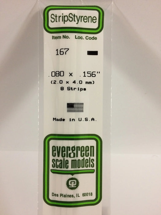 Evergreen Scale Models 167 Strip Styrene .080 x .156 (8 Pack)