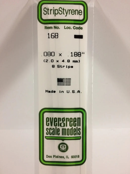 Evergreen Scale Models 168 Strip Styrene .080 x .188 (8 Pack)