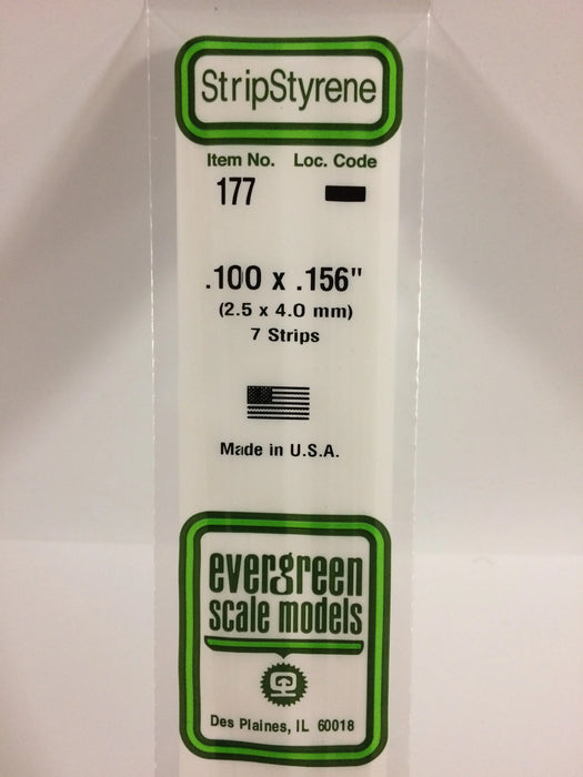 Evergreen Scale Models 177 Strip Styrene .100 x .156 (7 Pack)