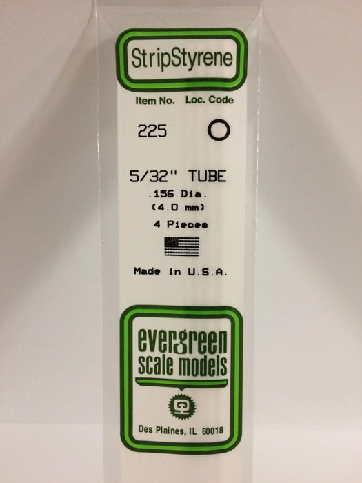 Evergreen Scale Models 225 Round Styrene Tubing 5/32" (4 Pack)
