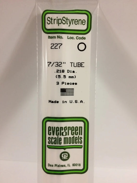 Evergreen Scale Models 227 Round Styrene Tubing 7/32" (3 Pack)