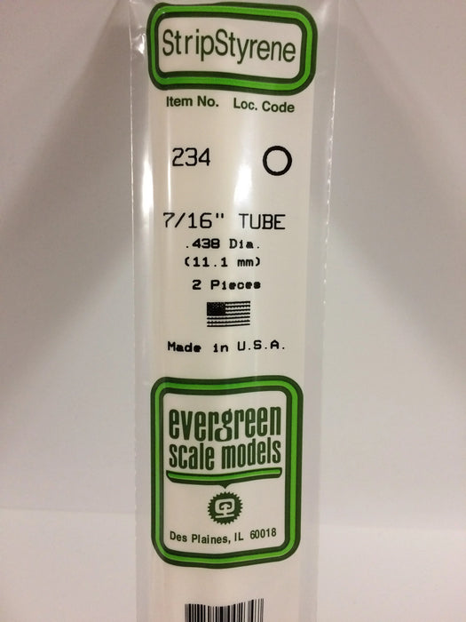 Evergreen Scale Models 234 Round Styrene Tubing 7/16" (2 Pack)