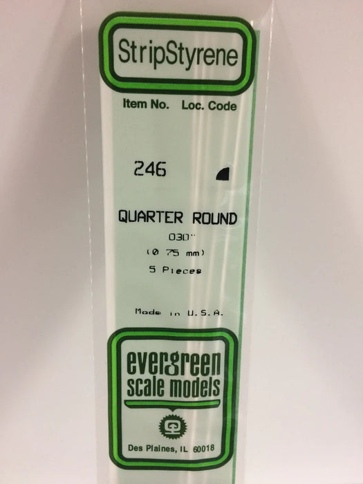 Evergreen Scale Models 246 Quarter Round Styrene Rod .030" (5 Pack)