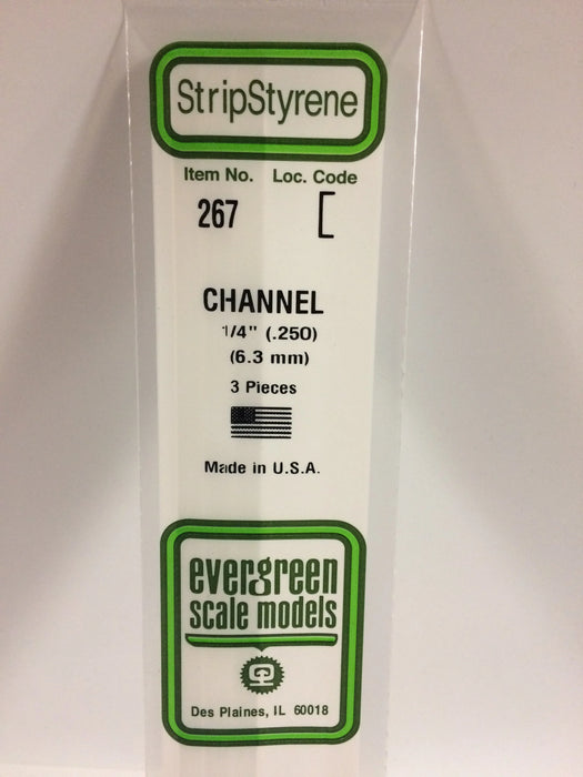 Evergreen Scale Models 267 U Channel Styrene 1/4" (3 Pack)