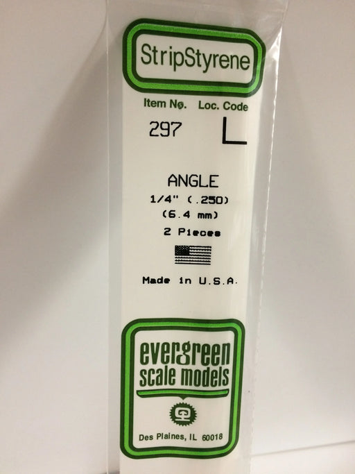 Evergreen Scale Models 297 Styrene Angle 1/4" (2 Pack)
