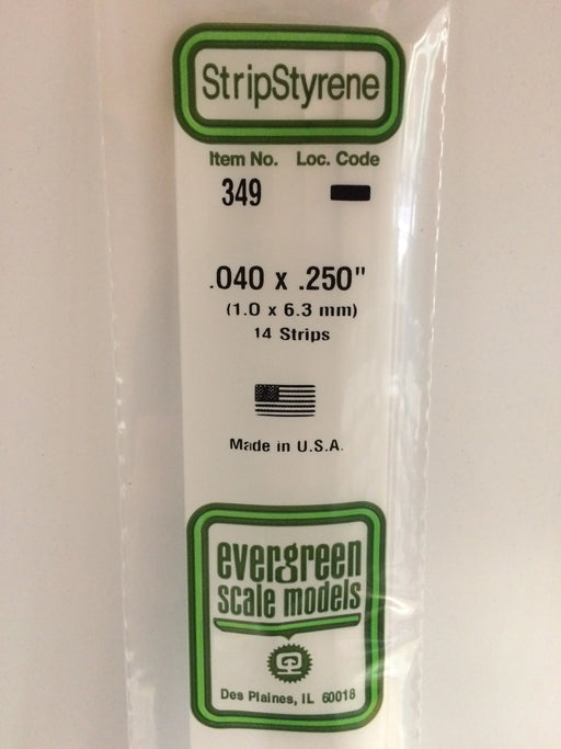 Evergreen Scale Models 349 24" Strip Styrene Pack, .040x.250 (14 Pack)