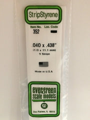 Evergreen Scale Models 352 24" Strip Styrene Pack, .040x.438 (9 Pack)