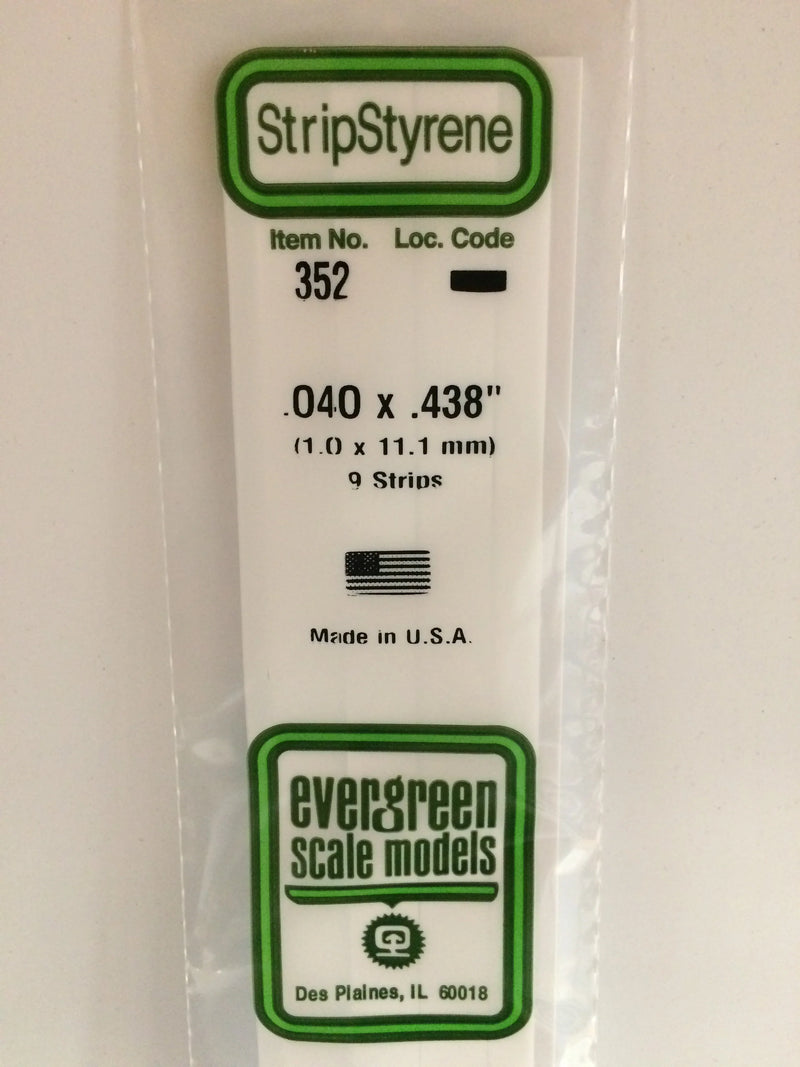 Evergreen Scale Models 352 24" Strip Styrene Pack, .040x.438 (9 Pack)