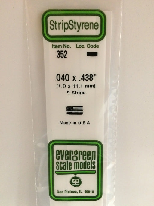 Evergreen Scale Models 352 24" Strip Styrene Pack, .040x.438 (9 Pack)